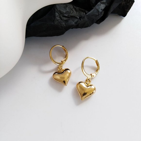 Heart Charm Hoop Earrings - Picture 2 of 7